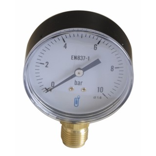 Manomètre ABS, sec non remplissable Ø 80mm, 0/10bar