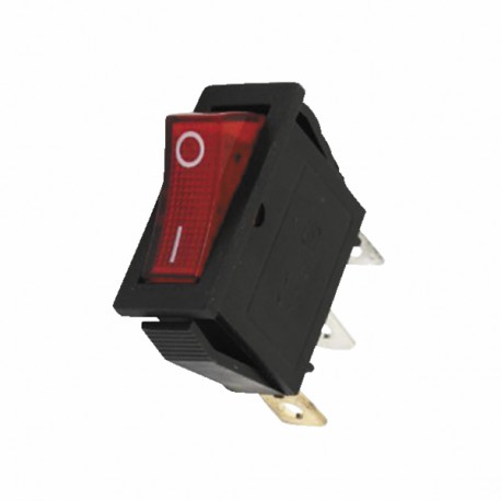 Interrupteur lumineux rouge 0/1 15A 3XFASTON