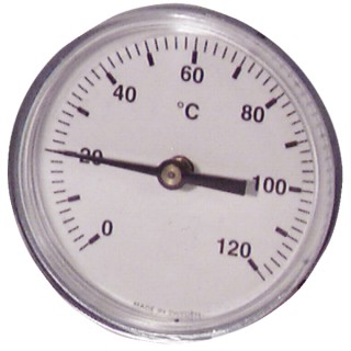 Thermomètre rond 0 à 120°C Ø63mm plonge axiale 40mm