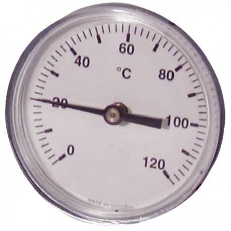 Thermomètre rond 0 à 120°C Ø63mm plonge axiale 40mm