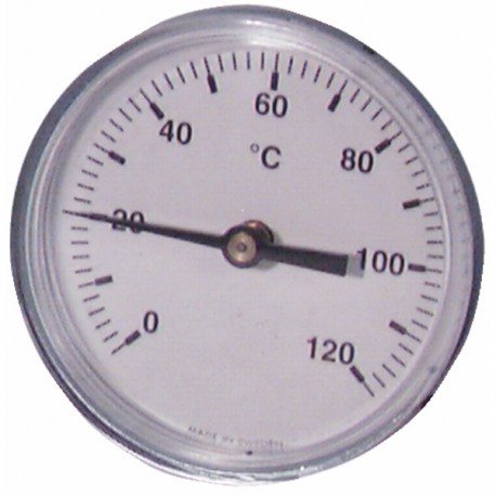 Thermomètre rond 0 à 120°C Ø80mm plonge axiale 40mm