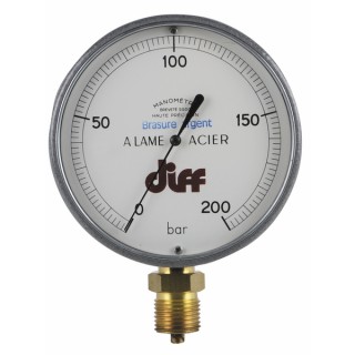 Manomètre rond 0 à 200b Ø110mm M1/2''