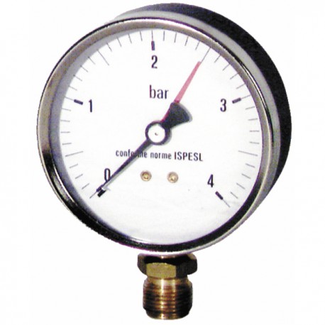 Manomètre acier, sec non remplissable Ø100mm, 0/4bar