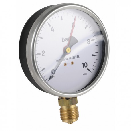 Manomètre acier, sec non remplissable Ø100mm, 0/10bar