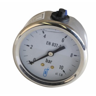 Manomètre inox, glycérine Ø 63mm, 0/10bar