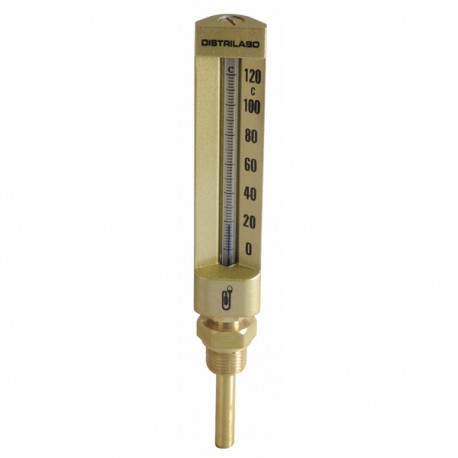 Thermomètre industriel droit, plongeur  63mm, 0/120°C