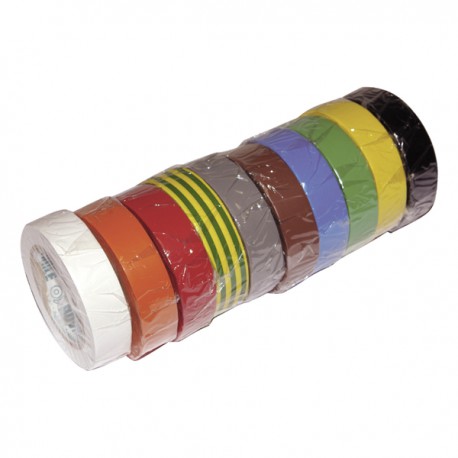 Ruban adhésif PVC isolant coloris variés 15mmx10m - Lot de 10 (X 10)