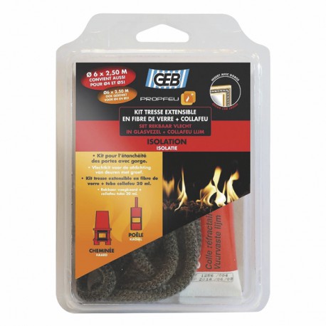 Kit tresse extensible fibre verre Ø6mmx2,5m et COLLAFEU  - GEB : 821591