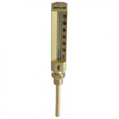 Thermomètre industriel droit, plongeur 100mm, 0/120°C