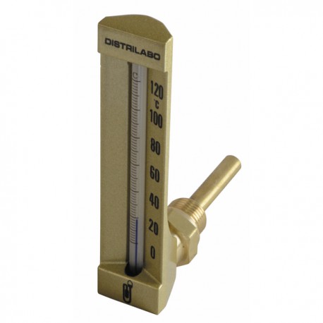 Thermomètre industriel équerre, plongeur 63mm, 0/120°C - DIFF