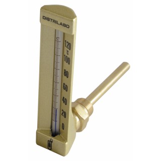 Thermomètre industriel équerre, plongeur 100mm, 0/120°C