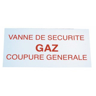 Étiquette rigide vanne de sécurité gaz coupure générale