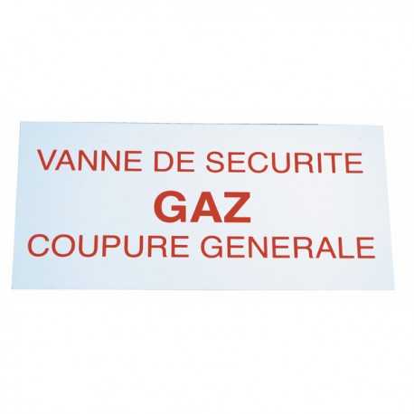 Étiquette rigide vanne de sécurité gaz coupure générale - DIFF