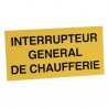 Étiquette rigide interrupteur général de chaufferie