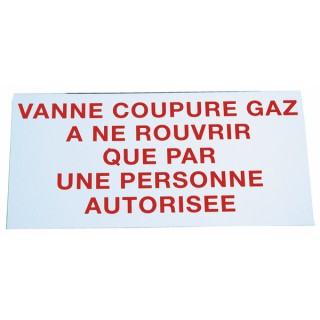 Étiquette rigide vanne coupure gaz