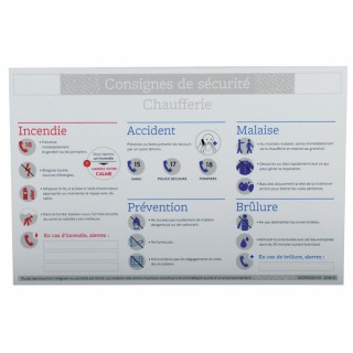 Étiquette rigide consigne sécurité chaufferie