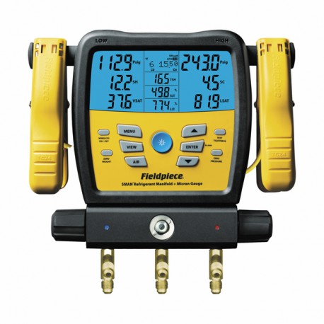 Manifold électronique 2 voies connecté Job Link® + 3 flexibles de 150mm avec vannes - FIELDPIECE : SM380V