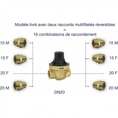 Réducteur ISOBAR multifileté 1/2" à 3/4" - ITRON : ISOPLUSCCMG