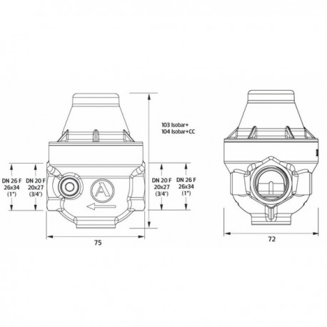 Réducteur ISOBAR FF3/4" capot composite ISO20FCC  - ITRON : ISO20FCCMG