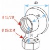 Applique murale F1/2" collet battu 14mm - DIFF