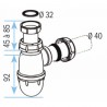 Siphon Standard Ø40mm lavabo/vasque - NICOLL : 0201022